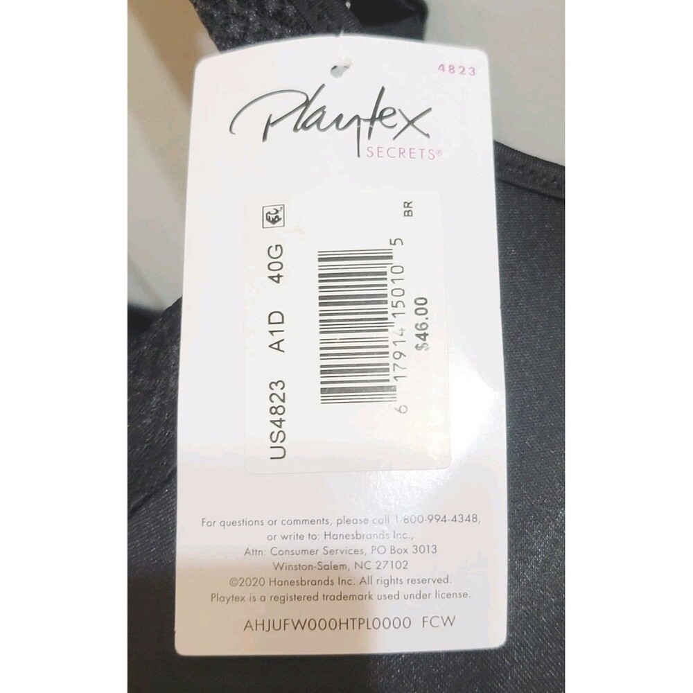 Playtex Secrets Amazing Shape Balconette Underwire Bra 4823 Molded Cup Black 40G - Picture 9 of 11